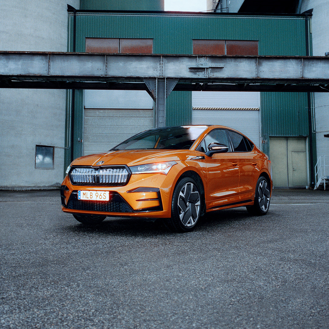Orange Skoda Enyaq Coupé